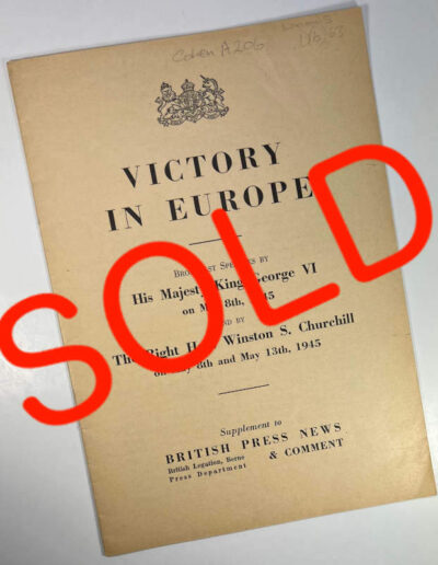 Victory in Europe- 2 Churchill Speeches: SOLD