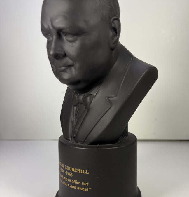 Churchill Bust: Wedgwood Centenary Black Basalt Bust