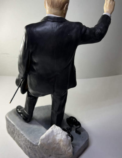 Winston Churchill Figure on Steps: Back View
