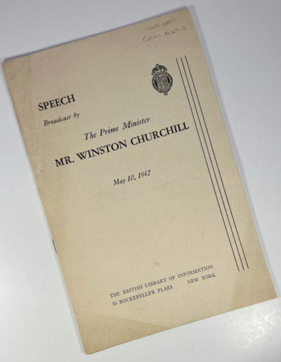 Pamphlet: Churchill Speech May 10, 1942
