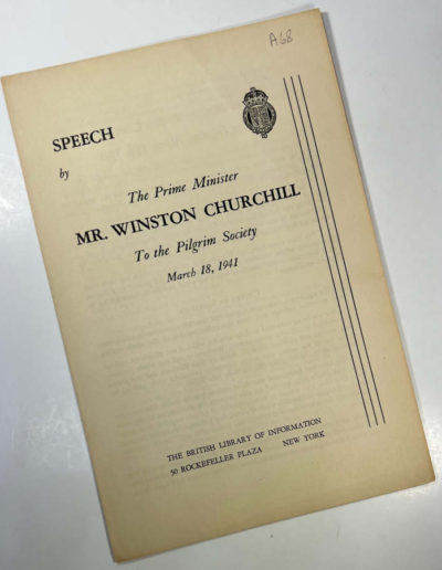 Churchill Speech March 18, 1941: To The Pilgrim Society