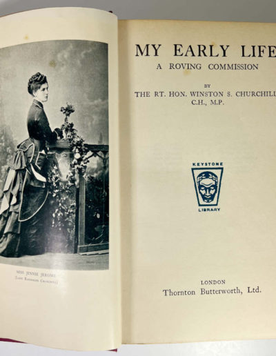 My Early Life by Winston Churchill: 1st Keystone Edn Title Page