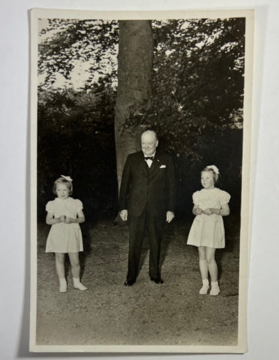 Postcard #1-WSC with 2 Daughters of the Dutch Royal Family: May 1946