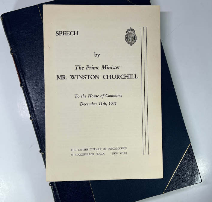 Churchill Speech: Delivered the House of Commons. December 11, 1941