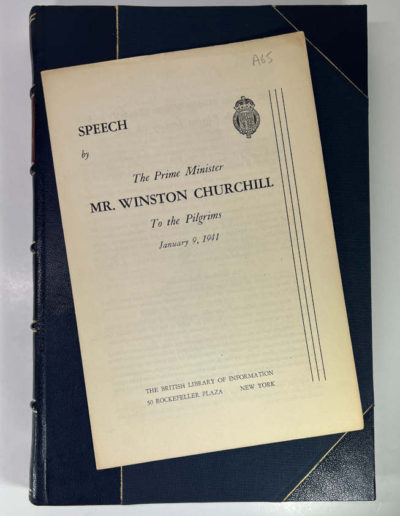 Churchill Speech Jan 9, 1941 on Solander Case