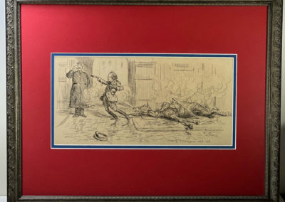 Original Pen and Ink Drawing of Winston Churchill in Frame - Punch