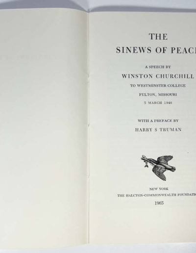 The Sinews of Peace: Speech by Winston Churchill - Title Page