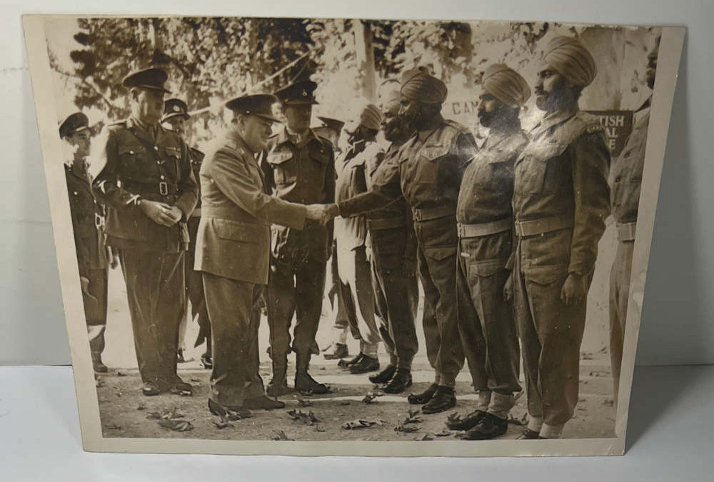 Press Photograph: Churchill Shakes Hands with Officers of the Guard