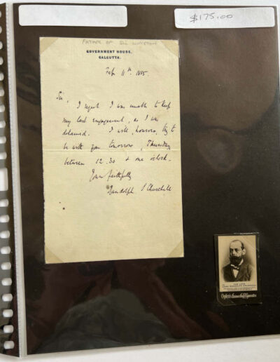 Autograph letter from Lord Randolph Churchill