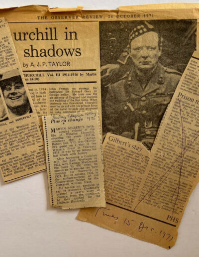 Newspaper Clippings laid in Churchill's Book, Challenge of War