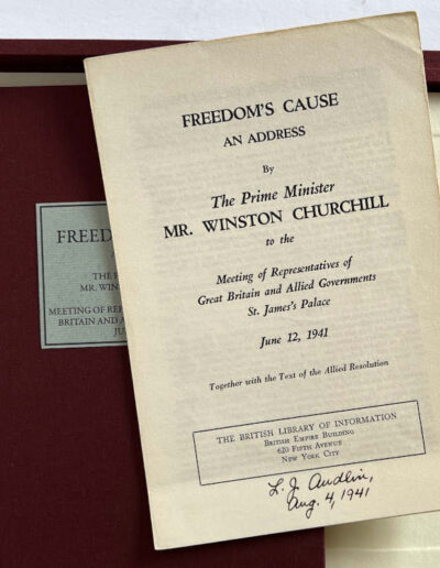 Freedom’s Cause: Address by Winston Churchill