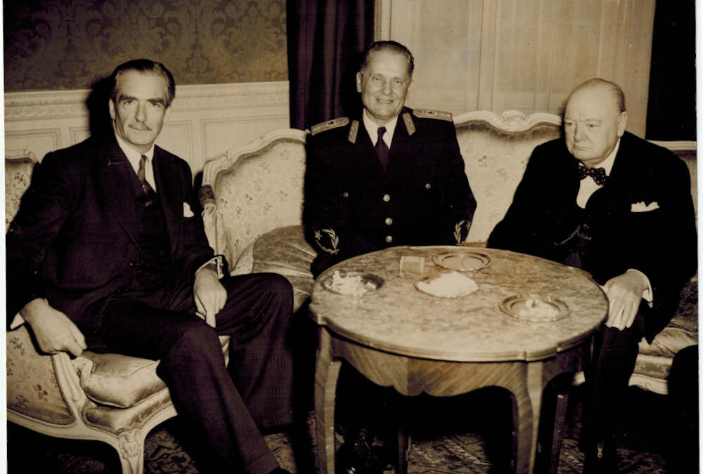 Press Photograph: Tito, Winston Churchill & Eden