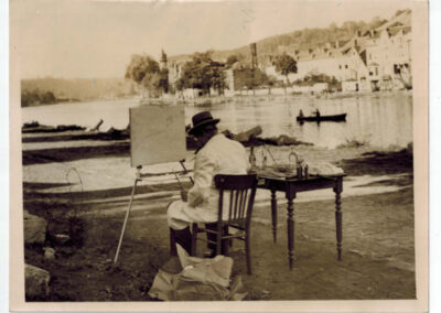 Churchill Painting in the Ardennes: Original Press Photograph