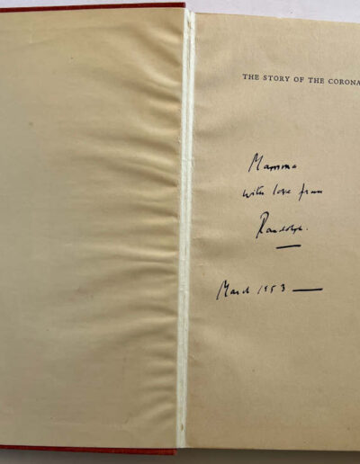 Story of the Coronation - Randolph Churchill's Inscription