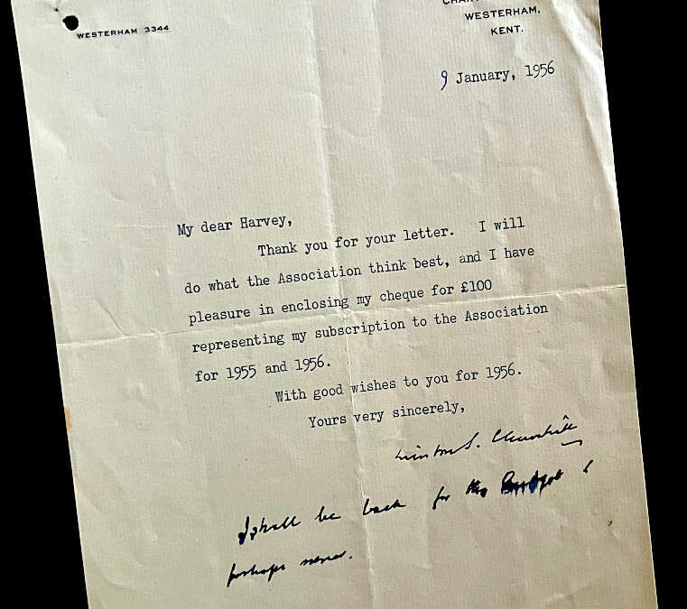 Churchill Signed Letter to John E. Harvey, M.P.