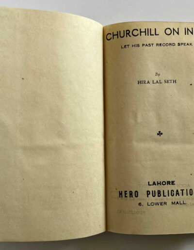 Churchill on India - Let His Past Record Speak: Title Page