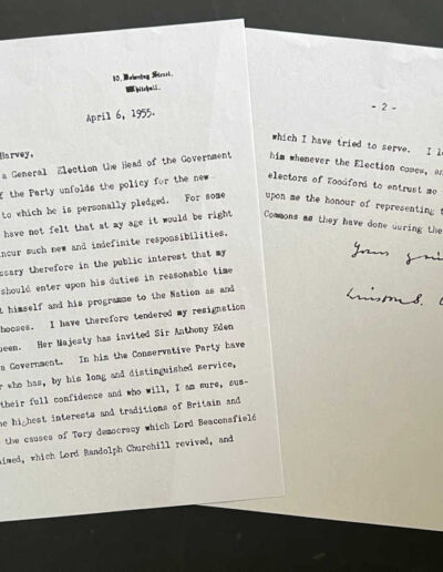 Two-page letter that Churchill sent to Harvey