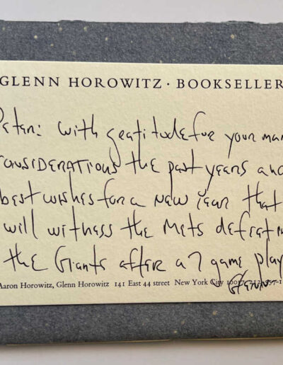 Handwritten Card from Glenn Horowitz