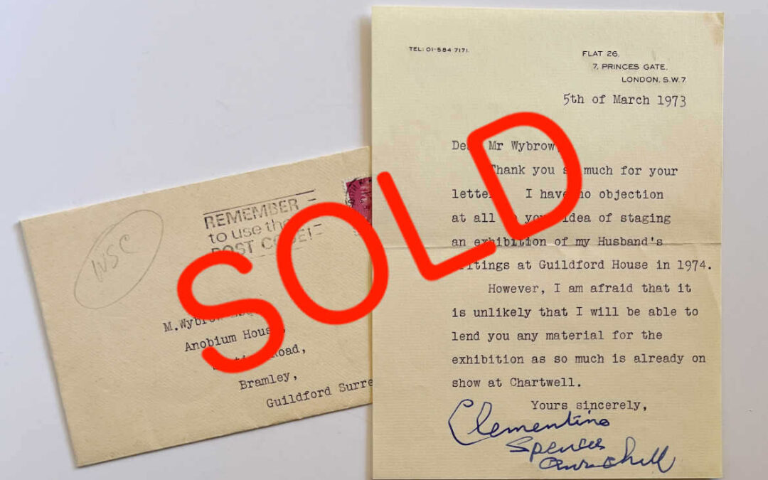 Clementine Churchill Letter to M. Wybrow