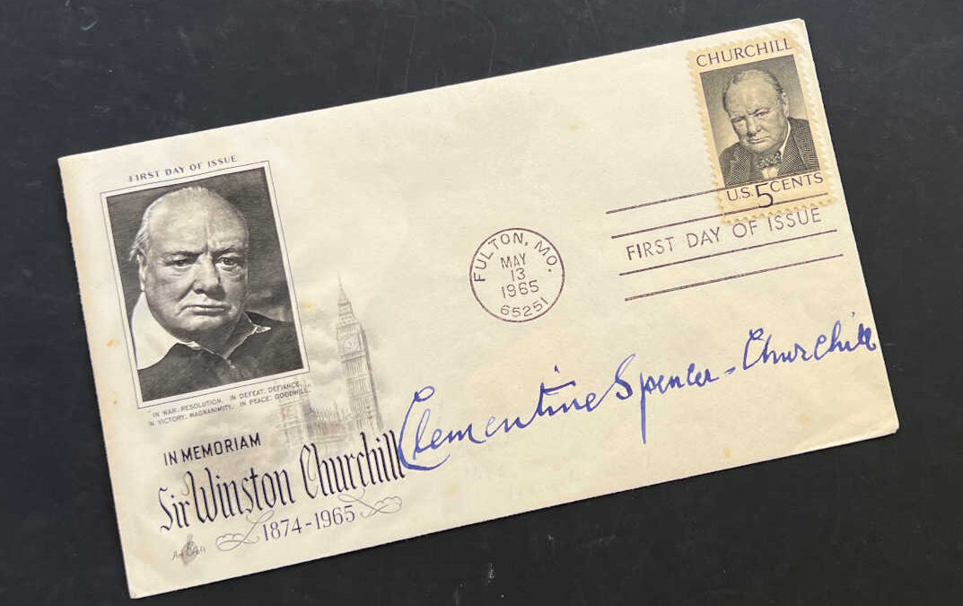 First Day Cover in Memoriam of WSC Signed by Clementine Churchill