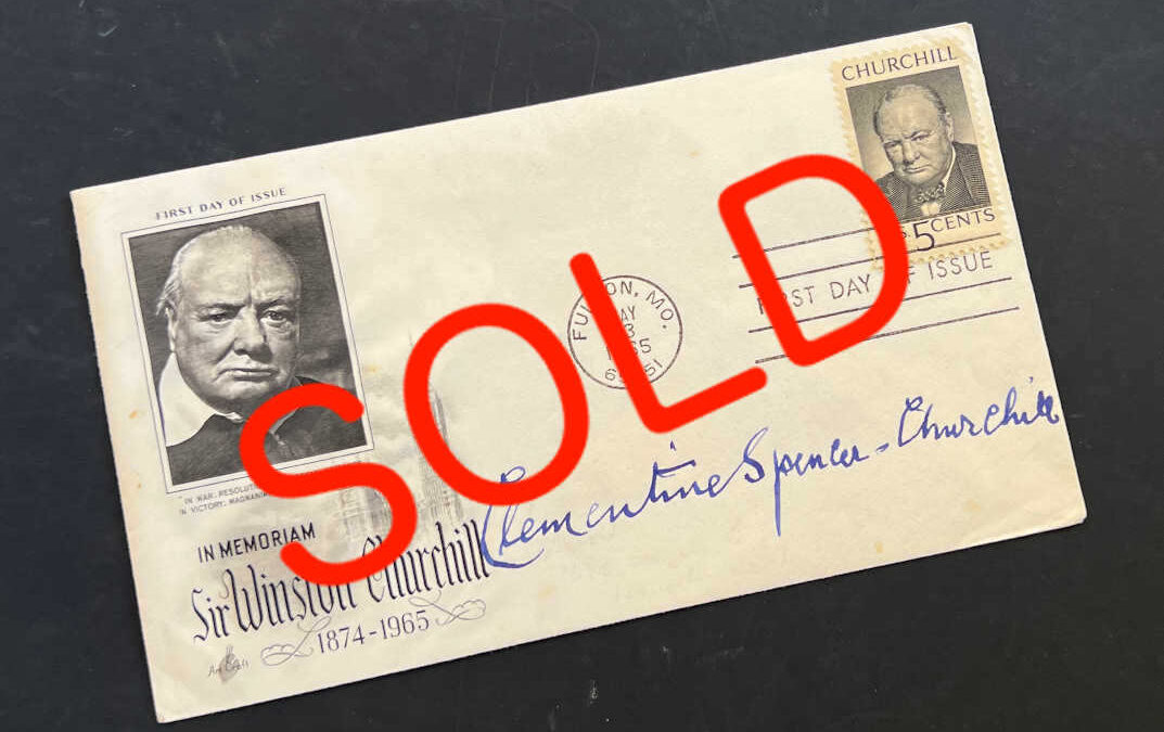 First Day Cover in Memoriam of WSC Signed by Clementine Churchill