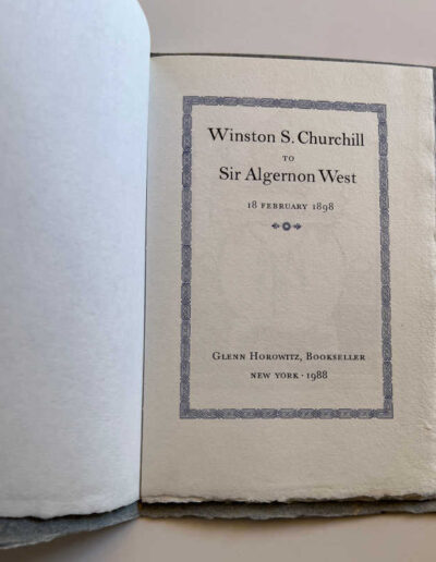 Title Page - Churchill to Sir Algernon West