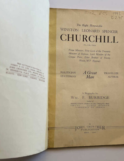 Title Page: The RT. Hon. Winston Leonard Spencer Churchill