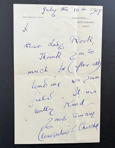 Clementine Churchill Letter to Lady Rook, July 10 1959