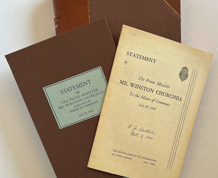 Prime Minister, W. Churchill: Statement Delivered to House of Commons July 29, 1941