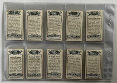 50 John Player & Sons Tobacco Cards: Back