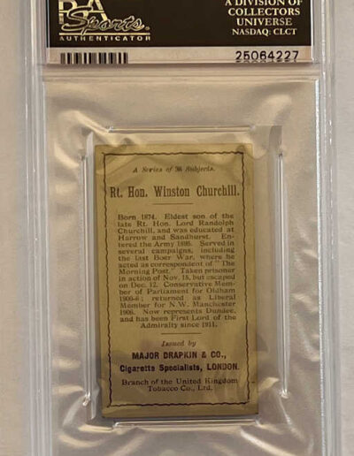 1916 Churchill Cigarette Card (Back): Major Drapkin & Co