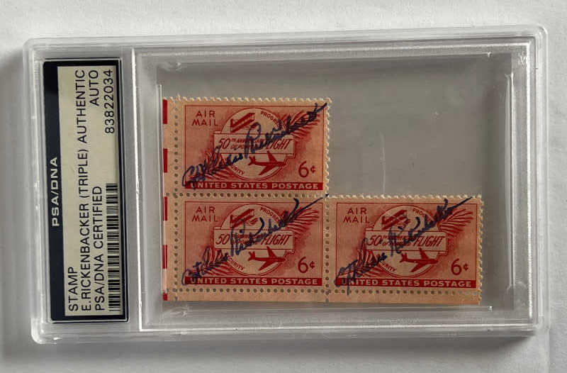 3 Stamps: Triple Signed by Eddie Rickenbacker