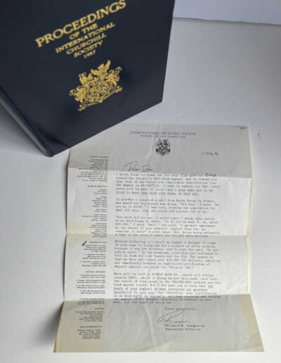 Proceedings of the International Churchill Society with Letter