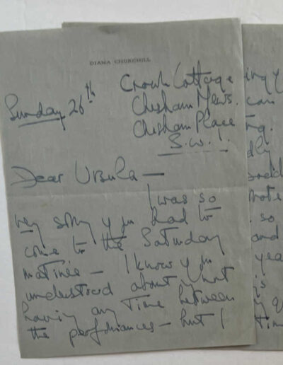 Autograph Letter from Churchill’s daughter Diana