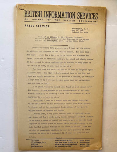 Winston Churchill Address to Congress May 19th, 1943