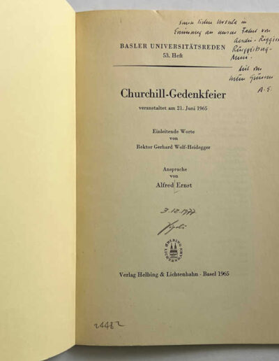 Churchill-Gedenkfeier: Inscription on Title Page