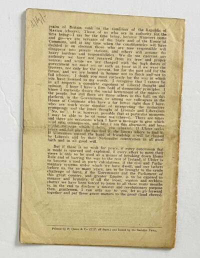 Churchill On Ulster (Back Cover)