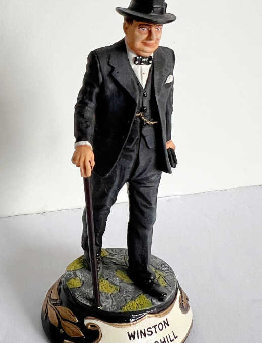 Miniature Churchill Figure – Painted Pewter