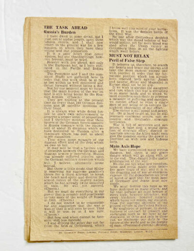 "One Continent Redeemed": Churchill Speech. Back Cover