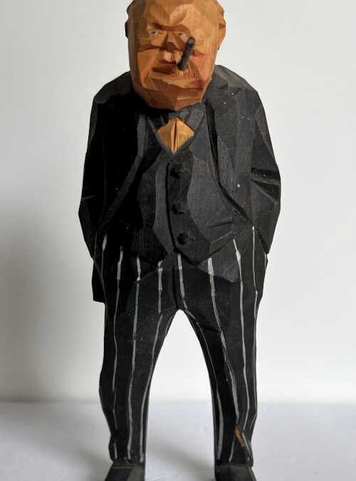Winston Churchill Gunnarsson Swedish Hand Carved Wood Statue