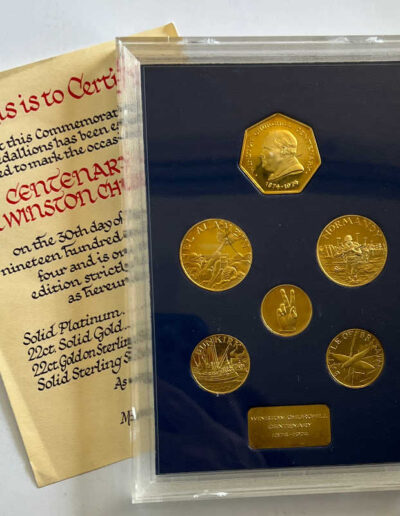 Churchill-5 Gold on Silver Medallions with COA