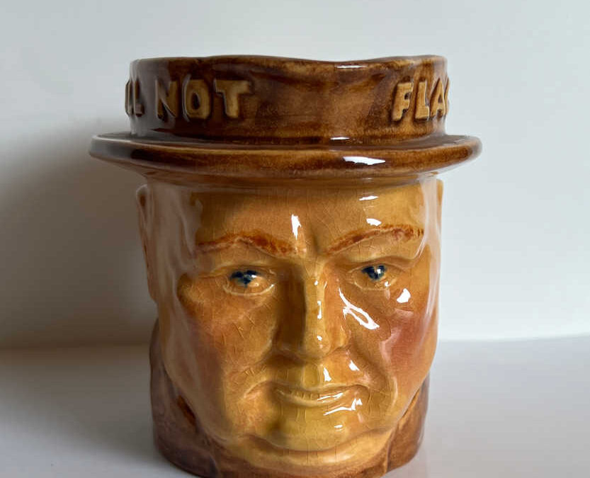 Churchill Mug (Brown) – We Shall Not Flag Or Fail