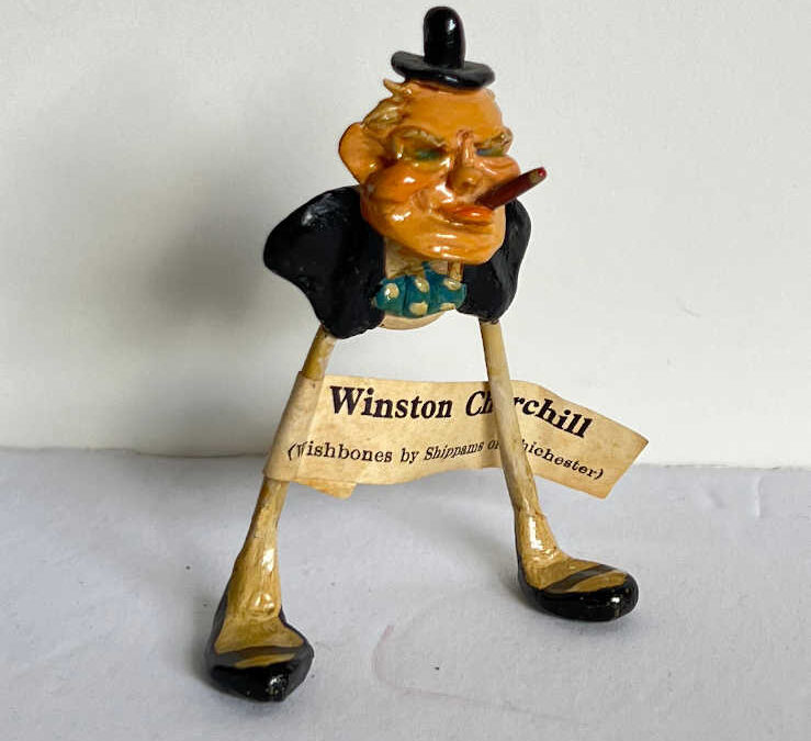 Winston Churchill Figure made from Chicken Wishbone