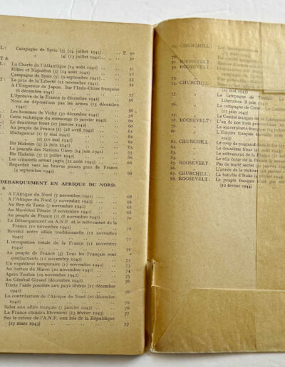 Churchill & Roosevelt Pamphlet in French: Index