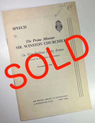 Churchill Speech With rubbing at top: now SOLD