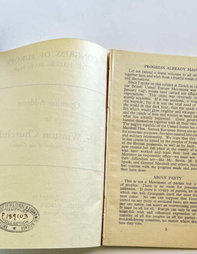 Congress of Europe May 1948: Churchill's Address (Library Stamp)