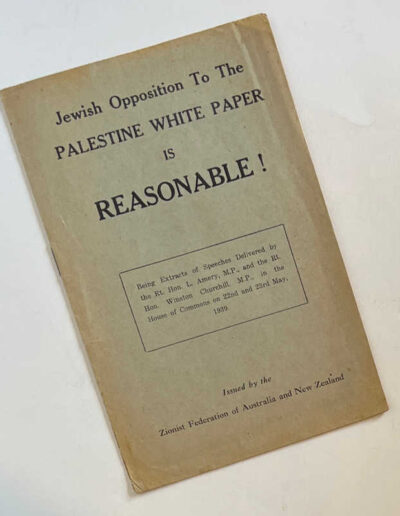 Pamphlet - Jewish Opposition To The Palestine White Paper...