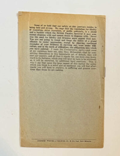 Pamphlet - Jewish Opposition To The Palestine White Paper... (Back)