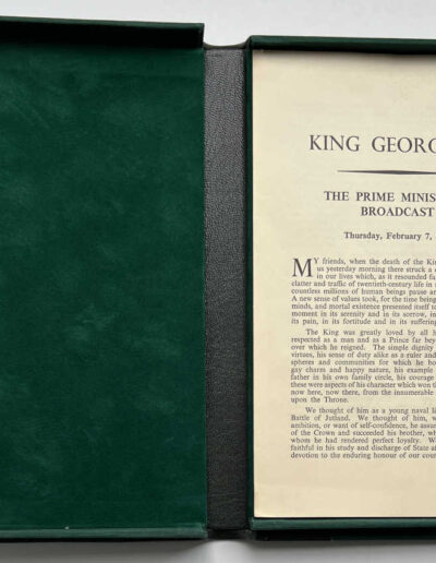 Churchill's Speech: King George VI. Feb 1952