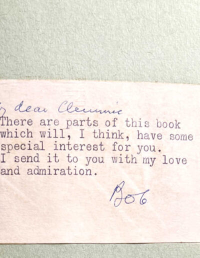 Menzies' Inscription to Clementine Churchill on ffep